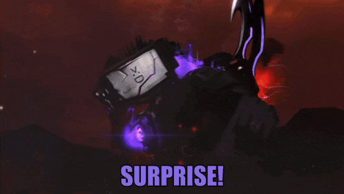 a cartoon explosion with the words surprise in blue letters