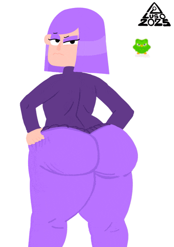 a cartoon drawing of a girl with purple hair and a logo that says zoos