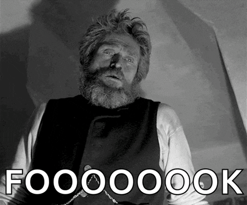 a black and white photo of a man with a beard and the words foooooook