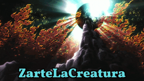 a poster for zartela creature with a dragon on top of a rock