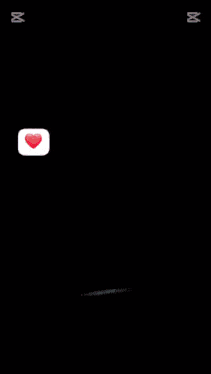 a phone screen shows a heart surrounded by pink hearts and the words capcut