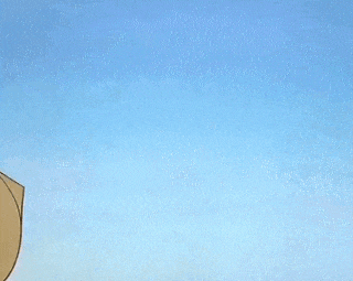 a cartoon drawing of a cannon with a star coming out of it against a blue sky