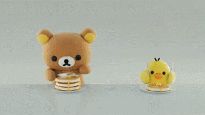 Duck Teddy Bear GIF - Duck Teddy Bear Eating Pancakes GIFs