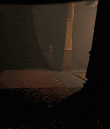 a drawing of a room with a pillar and a lamp with the number 4 on it