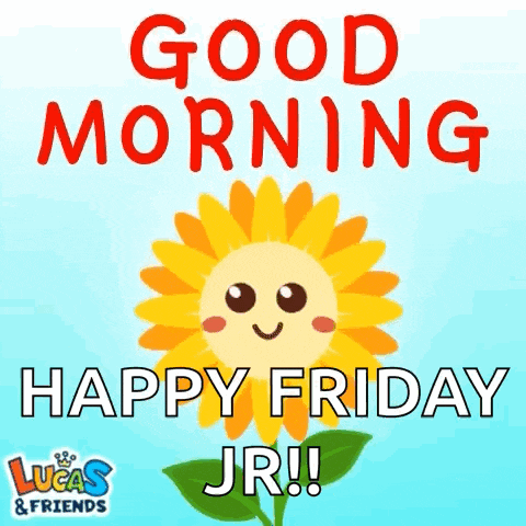a picture of a sunflower with a face and the words good morning happy friday jr.