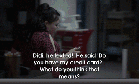 Dawn Gets A Text GIF - Dawn Text Do You Have My Credit Card GIFs