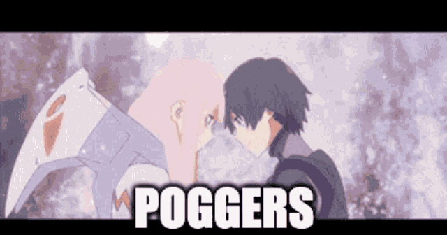 a picture of a man and a woman with the words poggers below them