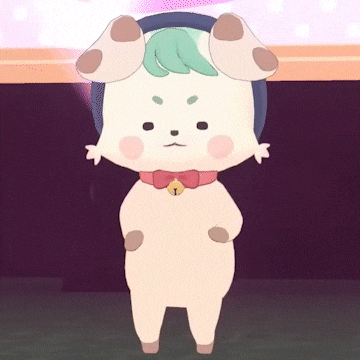 a cartoon character with a bell around his neck