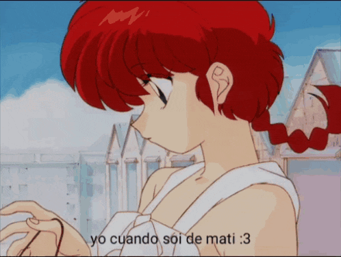 a picture of a girl with red hair and the words yo cuando soi de mati 3