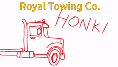 a drawing of a truck with the words royal towing co.