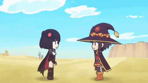 a cartoon of a girl wearing a red cape and a hat with an x on it