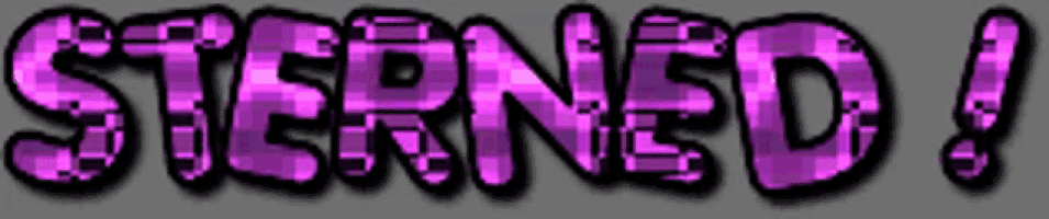 the word sterned is written in purple letters