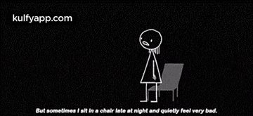 a black and white drawing of a person sitting in a chair with the words but sometimes i sit in a chair late at night