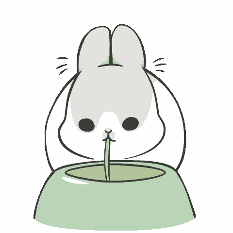 a cartoon rabbit is sitting in a green bowl surrounded by chinese characters .