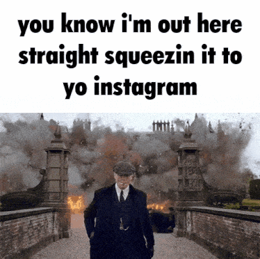 a man in a suit and tie is standing in front of an explosion and says you know