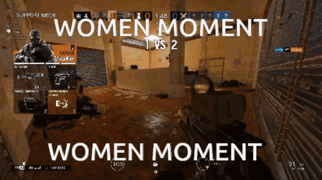 a screen shot of a video game with the words women moment