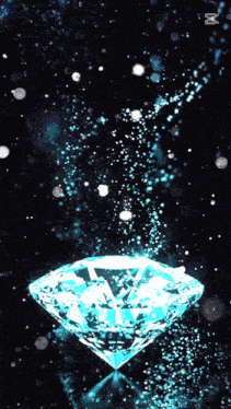a diamond is on a black background with the letter m in the corner