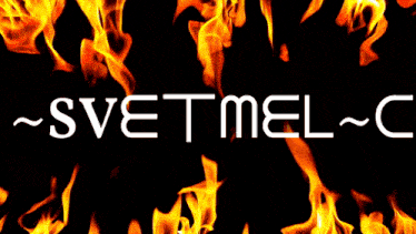 the word svetmel is surrounded by flames