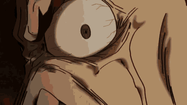 a close up of a person 's face with a big eye