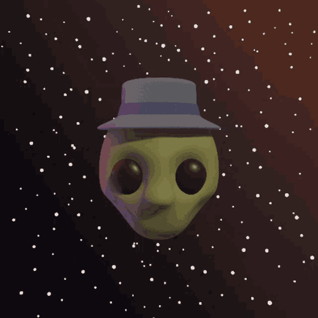 a sphere with a hat on it floating in space