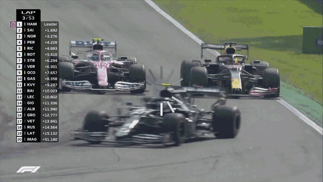 a race car with a pink stripe on the side is driving down a track