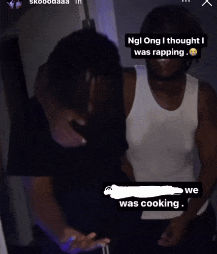 a man and a woman are standing next to each other with a caption that says ngl ong i thought i was rapping