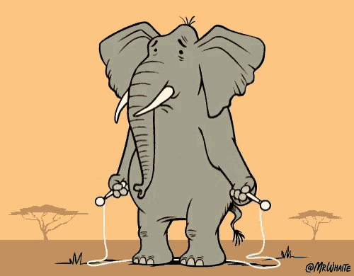 a cartoon of an elephant jumping a jump rope by mr whate