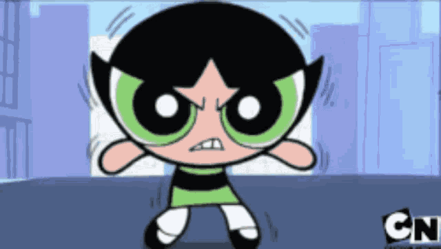 a cartoon of buttercup from the powerpuff girls is shown