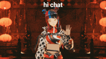 a picture of a girl with the words hi chat on the top