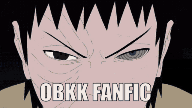 a drawing of a man with a purple eye and the words obkk fanfic