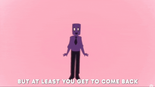 a cartoon of a rabbit with blood coming out of its eyes and the words and again below it