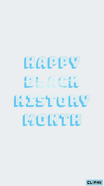 a white background with the words happy black history month in blue letters