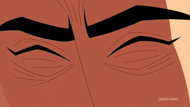 a close up of a person 's eyes with tears coming out of them and the words adult swim below them