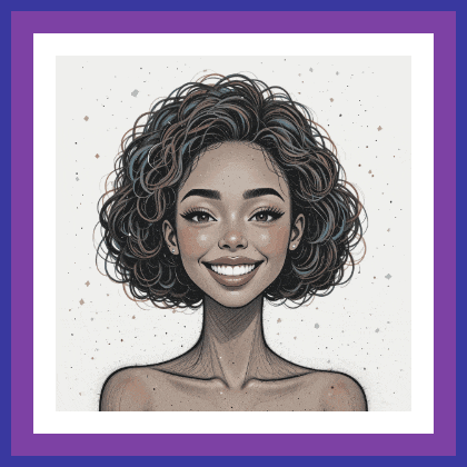 a cartoon drawing of a woman with curly hair