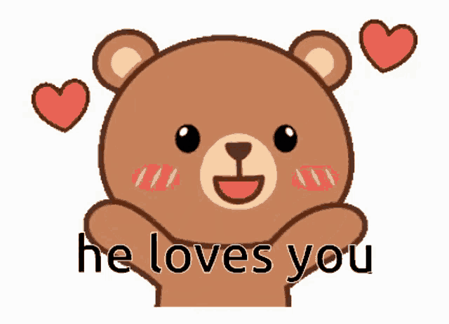 a brown teddy bear says he loves you