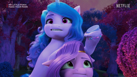 two purple ponies from the movie my little pony
