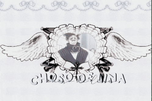 a drawing of a man with wings and the name chosaozaina