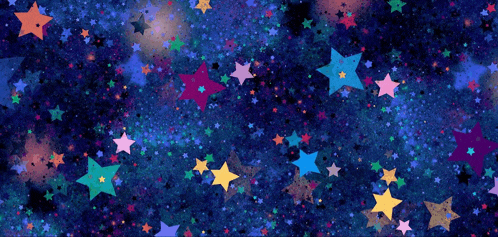 a blue background with a lot of colorful stars on it