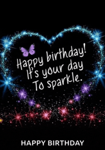 a birthday card with a heart made of stars and the words happy birthday