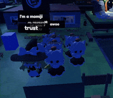a screenshot of a video game with the words bro thinks she 's momiji on the screen