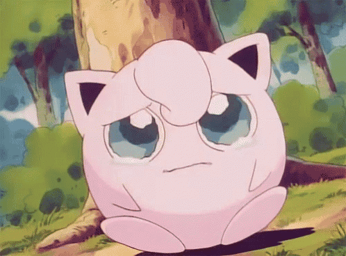 a cartoon character with a sad look on his face is sitting under a tree