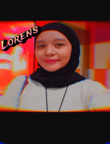 a woman wearing a black hijab with the name lorens on the bottom