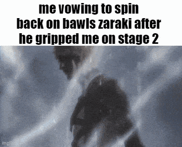 a man is standing in the rain with the words me vowing to spin back