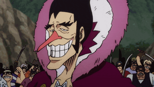 a cartoon drawing of a man with a pink hood