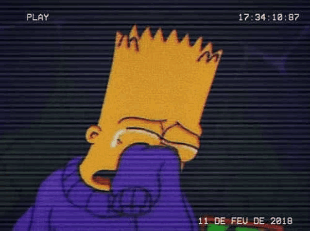 bart simpson is crying while wearing a purple hoodie .