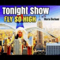 a poster for tonight show fly so high shows a woman with wings