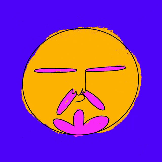 a purple and yellow circle with a skull in the center