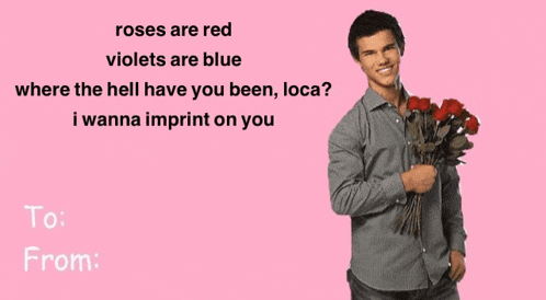 a man holding a bouquet of roses with a pink background