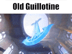 a picture of a boat with the words old guillotine written above it