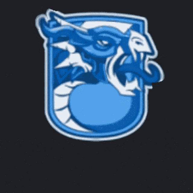 a blue emblem with a dragon on it and the word ndb below it